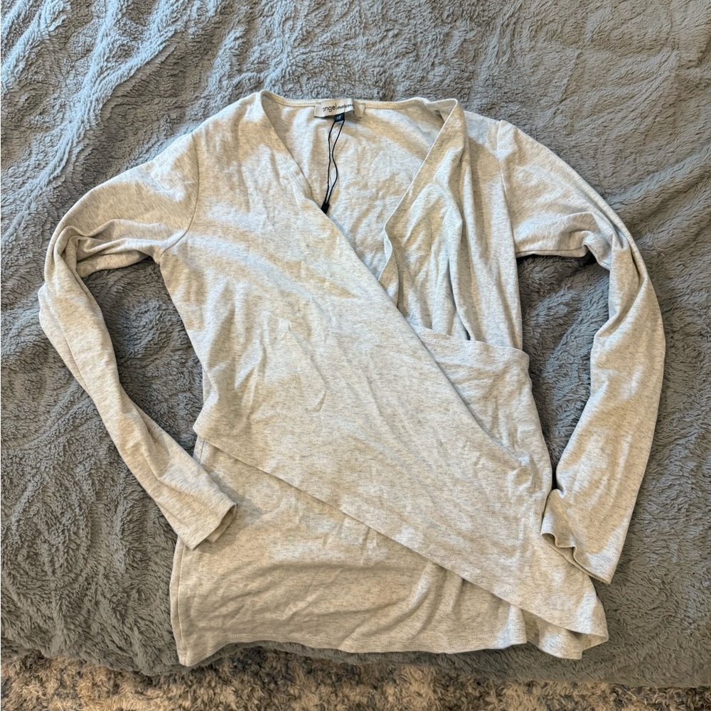 Gray Long Sleeve Wrap Top